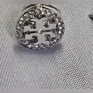 New Tory burch crysyal logo stud earrings Silver